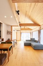 杉を貼った勾配天井